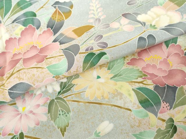 平和屋着物●訪問着　花松文　暈し染め　金彩　正絹　逸品　AABE8573cs