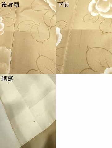 平和屋着物●上質な小紋　手描き　草花文　椿　正絹　逸品　AABE8574cs