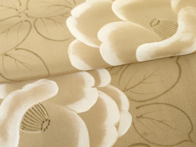 平和屋着物●上質な小紋　手描き　草花文　椿　正絹　逸品　AABE8574cs