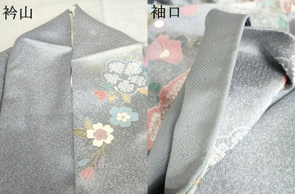 平和屋着物●訪問着　枝垂れ花文　暈し染め　金銀彩　正絹　逸品　AABE8575cs