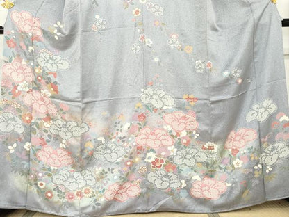 平和屋着物●訪問着　枝垂れ花文　暈し染め　金銀彩　正絹　逸品　AABE8575cs