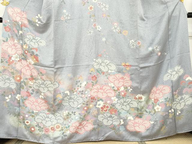 平和屋着物●訪問着　枝垂れ花文　暈し染め　金銀彩　正絹　逸品　AABE8575cs