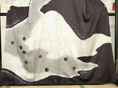 平和屋着物●訪問着　刺繍　杢目絞り　金彩　正絹　逸品　AABE8576cs
