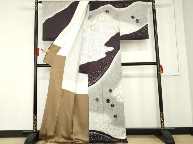 平和屋着物●訪問着　刺繍　杢目絞り　金彩　正絹　逸品　AABE8576cs 平和屋着物○訪問着 刺繍 杢目絞り 金彩 正絹 逸品 AABE8576cs