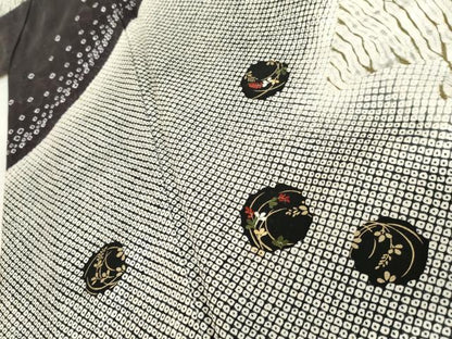 平和屋着物●訪問着　刺繍　杢目絞り　金彩　正絹　逸品　AABE8576cs