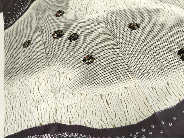 平和屋着物●訪問着　刺繍　杢目絞り　金彩　正絹　逸品　AABE8576cs