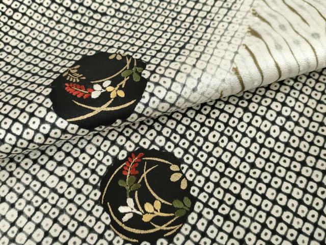 平和屋着物●訪問着　刺繍　杢目絞り　金彩　正絹　逸品　AABE8576cs