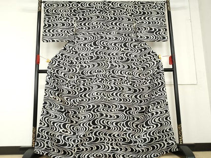 平和屋着物●訪問着　総絞り　駒刺繍　流水文　黒地　正絹　逸品　AABE8579cs