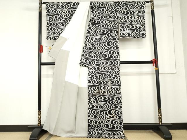 平和屋着物○訪問着 総絞り 刺繍 流水雪芝花菱文 金彩 正絹