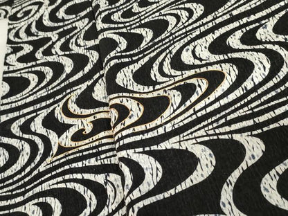 平和屋着物●訪問着　総絞り　駒刺繍　流水文　黒地　正絹　逸品　AABE8579cs