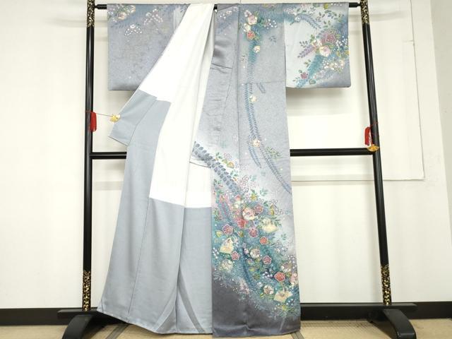平和屋着物●訪問着　辻が花　暈し染め　金彩　正絹　逸品　AABE8580cs