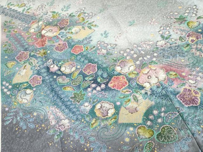 平和屋着物●訪問着　辻が花　暈し染め　金彩　正絹　逸品　AABE8580cs