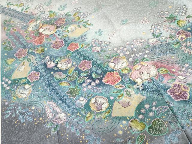 平和屋着物●訪問着　辻が花　暈し染め　金彩　正絹　逸品　AABE8580cs
