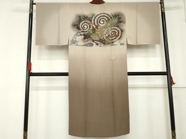 平和屋着物●男性　本場大島紬　アンサンブル　長襦袢(無双仕立て)セット　100亀甲　総詰め　羽裏：龍　正絹　逸品　AABE8582cs