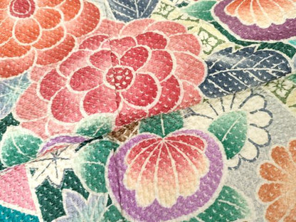 平和屋着物●名門　藤娘きぬたや・総絞り　振袖　吉祥草花文　正絹　逸品　AABE8586cs