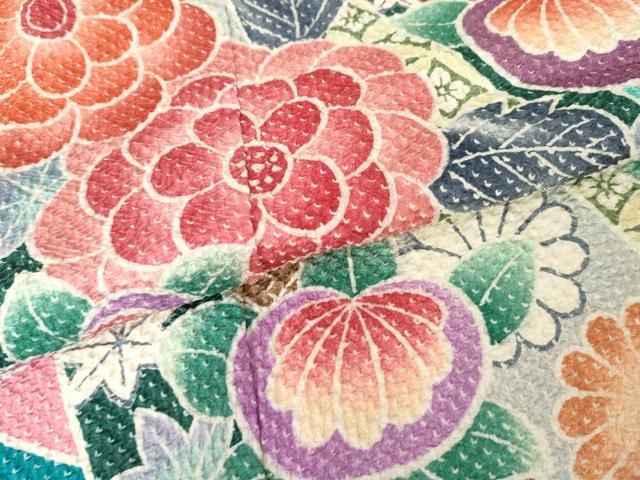 平和屋着物●名門　藤娘きぬたや・総絞り　振袖　吉祥草花文　正絹　逸品　AABE8586cs