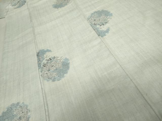 平和屋着物●人間国宝 田中林次 本場結城紬 重要無形文化財 100亀甲 モロ入り 飛び亀甲 雪輪草花文 藍色 証紙付き 正絹 逸品 AABE8588cs