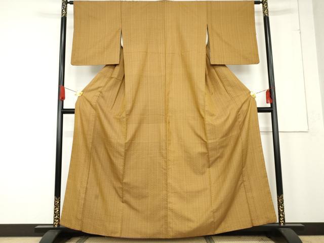 平和屋着物●山下八百子　本場黄八丈　紬　市松綾織　正絹　逸品　AABE1719fy 平和屋着物○山下八百子 本場黄八丈 紬 市松綾織 正絹 逸品