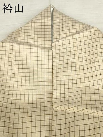 平和屋着物●お召　格子　正絹　逸品　AABE8591cs