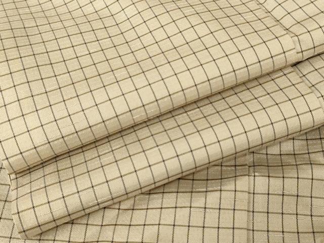 平和屋着物●お召　格子　正絹　逸品　AABE8591cs