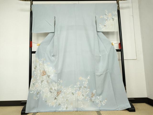 平和屋着物●訪問着　駒刺繍　染の近江謹製　更紗花唐草文　暈し染め　金彩　正絹　逸品　未使用　AABE8593cs
