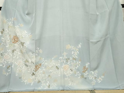 平和屋着物●訪問着　駒刺繍　染の近江謹製　更紗花唐草文　暈し染め　金彩　正絹　逸品　未使用　AABE8593cs