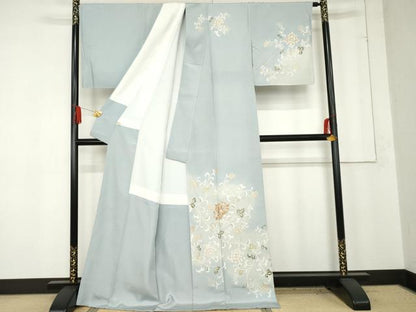 平和屋着物●訪問着　駒刺繍　染の近江謹製　更紗花唐草文　暈し染め　金彩　正絹　逸品　未使用　AABE8593cs