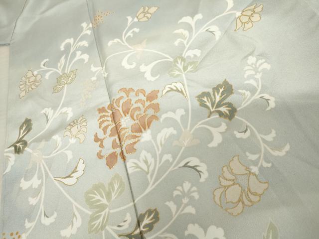 平和屋着物●訪問着　駒刺繍　染の近江謹製　更紗花唐草文　暈し染め　金彩　正絹　逸品　未使用　AABE8593cs