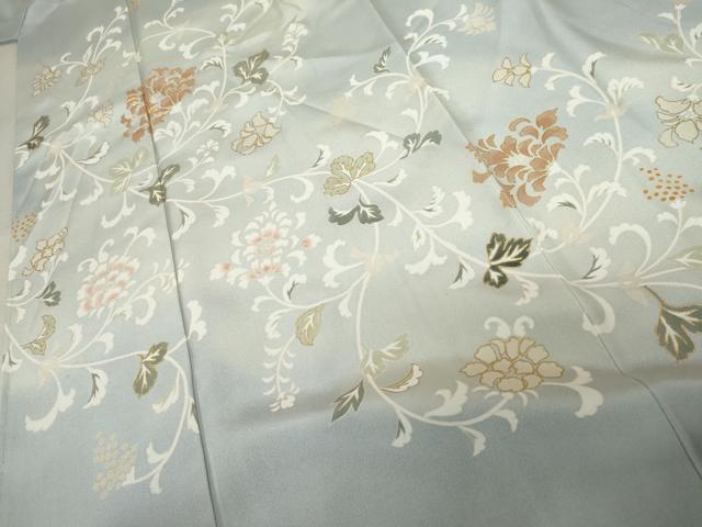 平和屋着物●訪問着　駒刺繍　染の近江謹製　更紗花唐草文　暈し染め　金彩　正絹　逸品　未使用　AABE8593cs