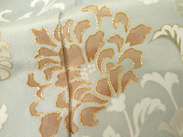 平和屋着物●訪問着　駒刺繍　染の近江謹製　更紗花唐草文　暈し染め　金彩　正絹　逸品　未使用　AABE8593cs