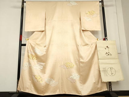 平和屋着物●銀座きしや　訪問着　駒刺繍　吉祥花文　金彩　たとう紙付き　正絹　逸品　未使用　AABE8594cs