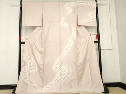 平和屋着物●訪問着　舞花文　暈し染め　ロング丈　正絹　逸品　AABE8600cs
