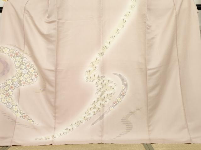 平和屋着物●訪問着　舞花文　暈し染め　ロング丈　正絹　逸品　AABE8600cs