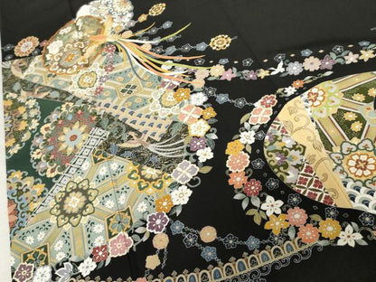 平和屋着物●豪華黒留袖 作家物 松寿 駒刺繍 正倉院鳳凰花文 金彩 正絹 逸品 AABE8606cs