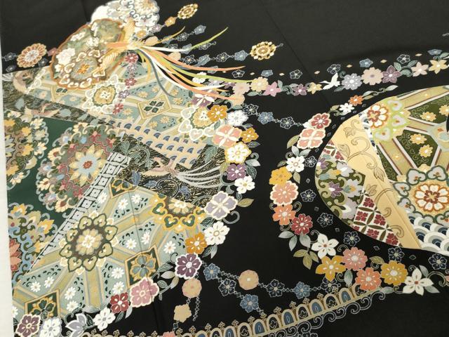 平和屋着物●豪華黒留袖 作家物 松寿 駒刺繍 正倉院鳳凰花文 金彩 正絹 逸品 AABE8606cs