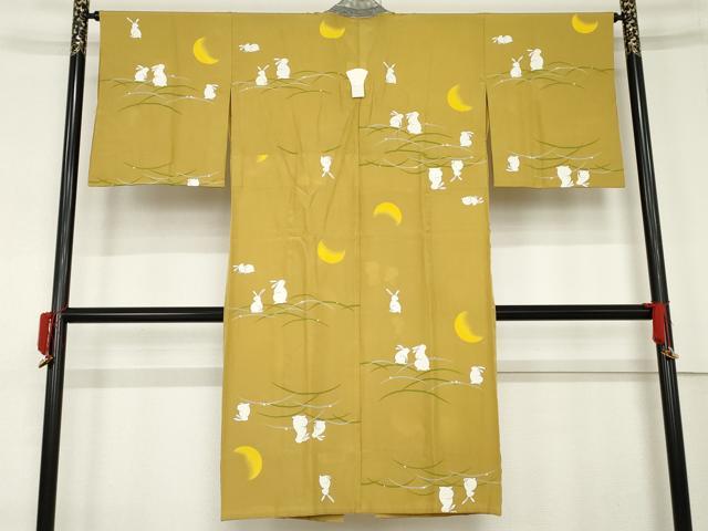 平和屋着物●長襦袢 無双仕立て 月とうさぎ 正絹 逸品 AABE8607cs