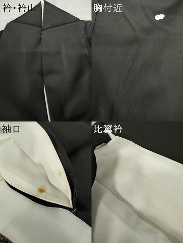平和屋着物●豪華黒留袖　友禅　作家物　翠晶　花鳥文　正絹　逸品　AABE8608cs