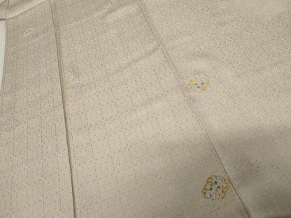平和屋着物●上質な小紋　刺繍　波菱文　金銀糸　正絹　逸品　AABE8610cs