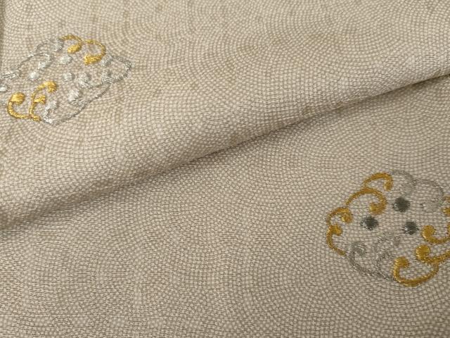 平和屋着物●上質な小紋　刺繍　波菱文　金銀糸　正絹　逸品　AABE8610cs