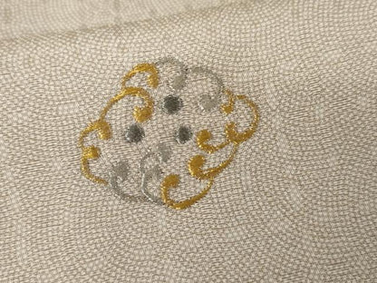 平和屋着物●上質な小紋　刺繍　波菱文　金銀糸　正絹　逸品　AABE8610cs