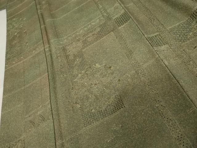 平和屋着物●上質な小紋　総刺繍　中国三大刺繍　スワトウ刺繍　汕頭刺繍　正倉院花文　暈し染め　ロング丈　正絹　逸品　AABE8611cs