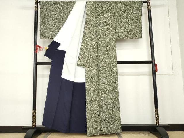 平和屋着物●藍造り国選定無形文化財　藍師・佐藤昭人　小紋　石畳文　正絹　逸品　AABE8612cs