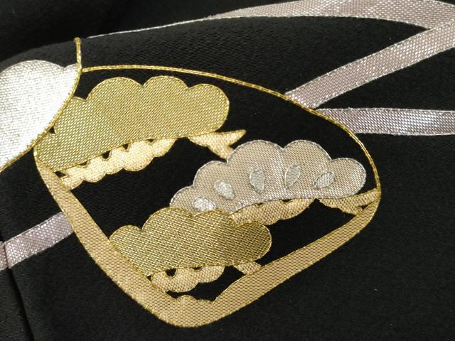 平和屋着物●皇室献上作家　野村静枝　佐賀錦　黒留袖　駒刺繍　貝合わせ吉祥草花文　金銀糸　正絹　逸品　AABE8613cs