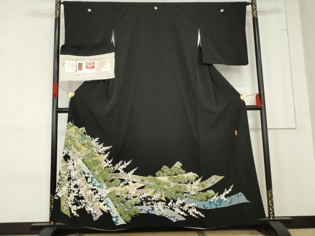 平和屋着物●本加賀友禅作家　池田裕　黒留袖　涼風　浜ちりめん　反端付き　正絹　逸品　AABE8614cs