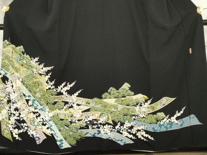 平和屋着物●本加賀友禅作家　池田裕　黒留袖　涼風　浜ちりめん　反端付き　正絹　逸品　AABE8614cs