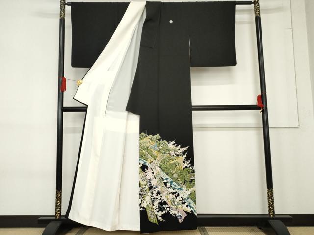 平和屋着物●本加賀友禅作家　池田裕　黒留袖　涼風　浜ちりめん　反端付き　正絹　逸品　AABE8614cs