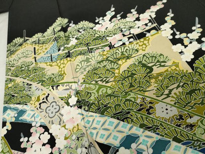 平和屋着物●本加賀友禅作家　池田裕　黒留袖　涼風　浜ちりめん　反端付き　正絹　逸品　AABE8614cs
