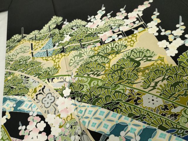 平和屋着物●本加賀友禅作家　池田裕　黒留袖　涼風　浜ちりめん　反端付き　正絹　逸品　AABE8614cs