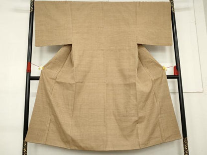 平和屋着物●男性　紬　色無地　榛色　正絹　逸品　AABE8618cs