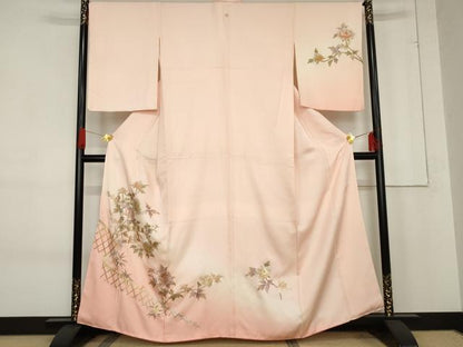 平和屋着物●金彩友禅　卓越技能者・名工・和田光正　訪問着　枝花文　暈し染め　金彩　正絹　逸品　AABE8619cs